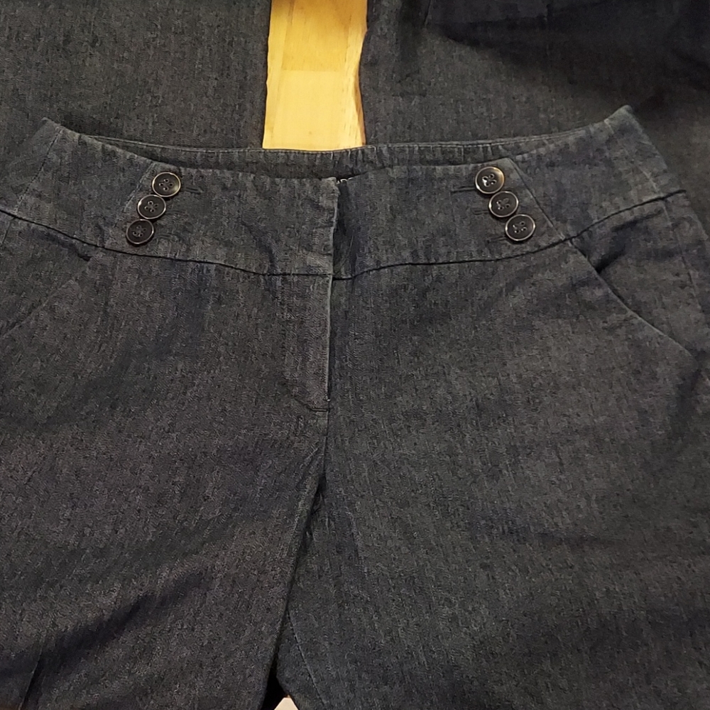 Sandro Petite Wide Leg Front Creased Blue Sailor Pants 10P - Picture 2 of 6
